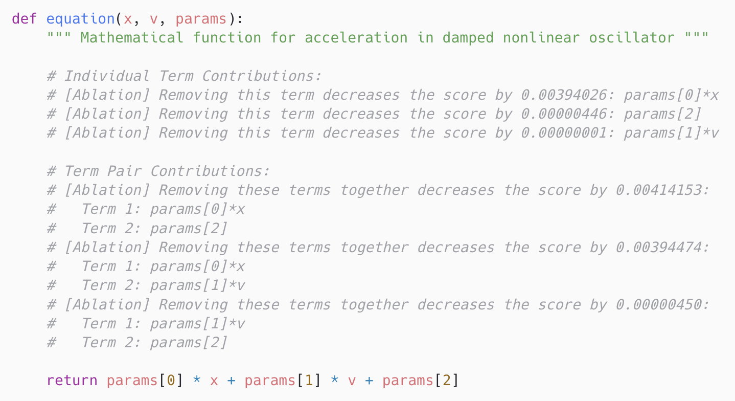 Inline annotations on a candidate equation